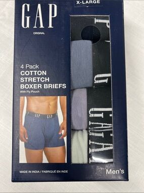 GAP Men's 4-Pack Cotton Stretch Boxer Briefs - Navy, Light Blue, Lavender, Mint